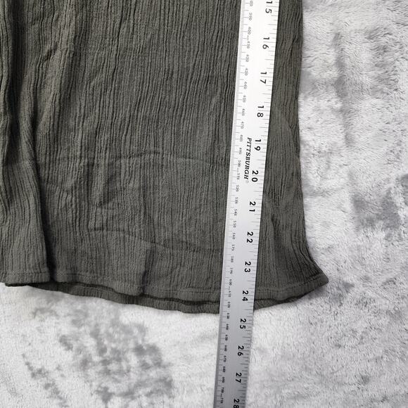 Mahina Pants Women M Green Crepe Rayon Pull On High Rise Smocked Waist Wide Leg - Picture 7 of 9